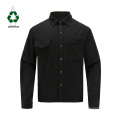 Men recycle environmentally friendly polyester polar wool shirt Rpet wool shirt jacket with large pockets